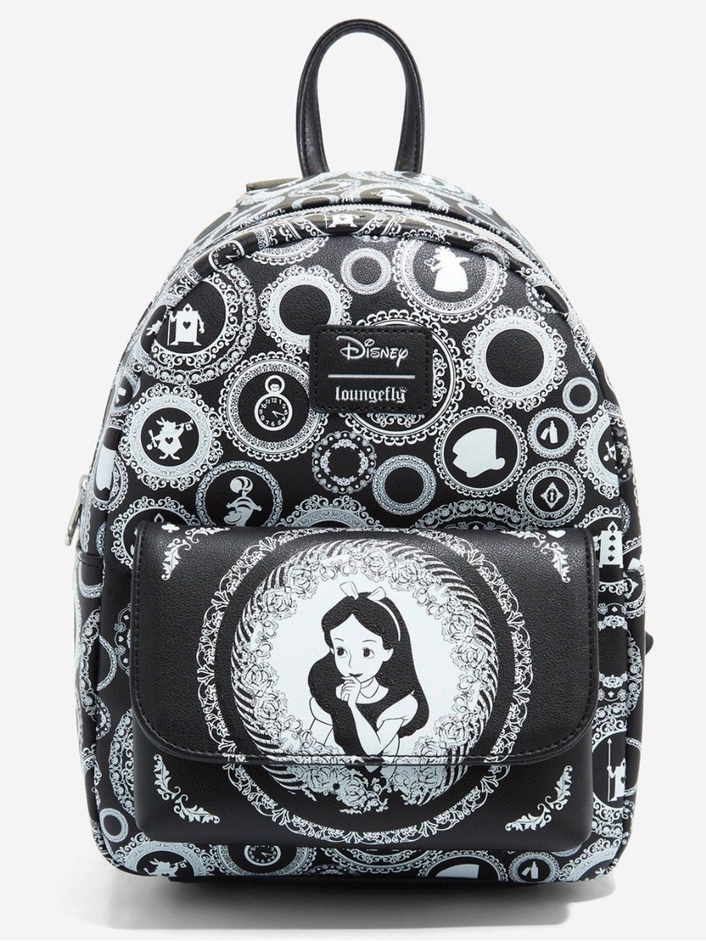 New Loungefly Disney Alice In Wonderland Black & White Mini Backpack
